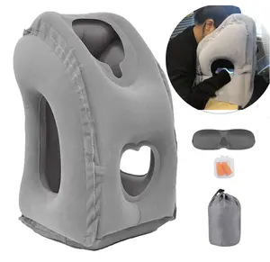 Inflatable Travel Air Pillow for Sleeping to Avoid Neck and Shoulder Pain, Comfortably Support Head and Lumbar, Used for Airplane, Car, Bus and Office