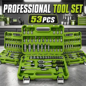 53PCS Mechanics Tool Set, Socket Wrench Kit with Storage Case, Professional Hand Tool Set for Auto Repair, Home Maintenance and DIY Projects
