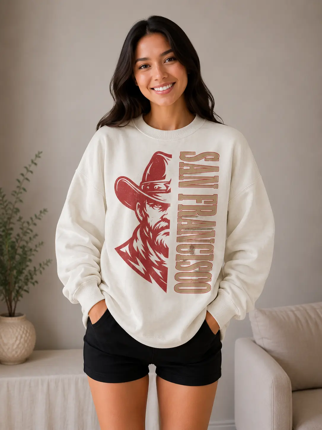 San Francisco Game Day Vintage Sweatshirt, 90s Retro Graphic Tee, Funny Mascot Oversized Shirt,  Football Fan SFN011