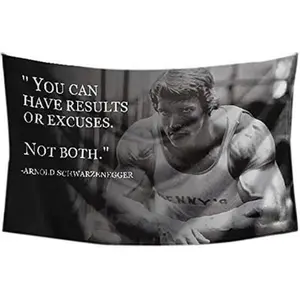 Arnold Schwarzenegger You Can Have Results Or Excuses Not Both Banner Tapestry Flag 3x5Feet College Dorm Frat Home Living Room Dorm Decor boys and girls room decor