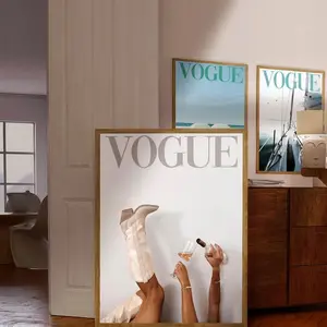 Trendy Vogue Poster-Cowgirl Print-Cowgirl Boots Print-Retro Wine Wall Art-Funky Vogue Magazine Poster