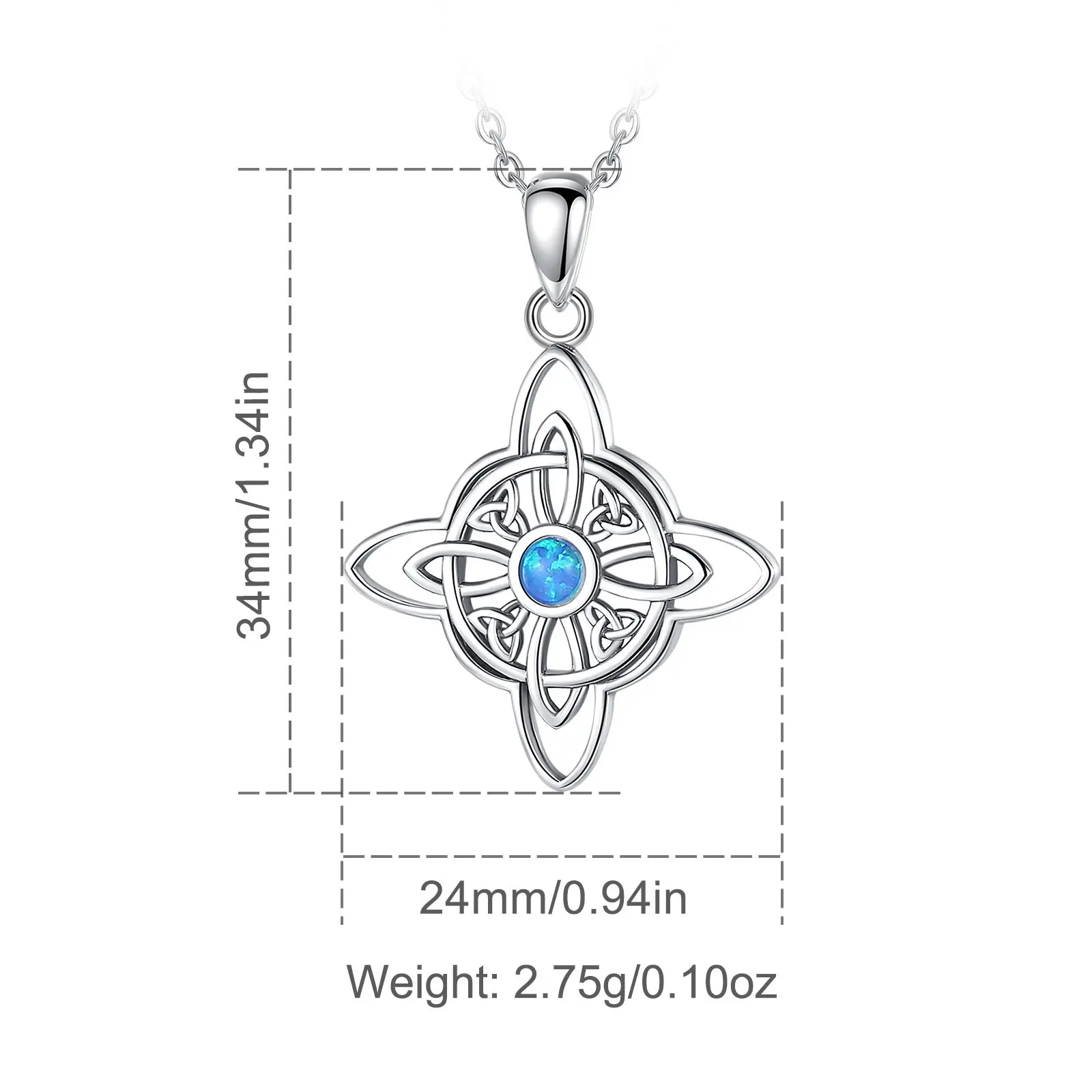 （Silver） Blue Opal With Rope Chain Gift