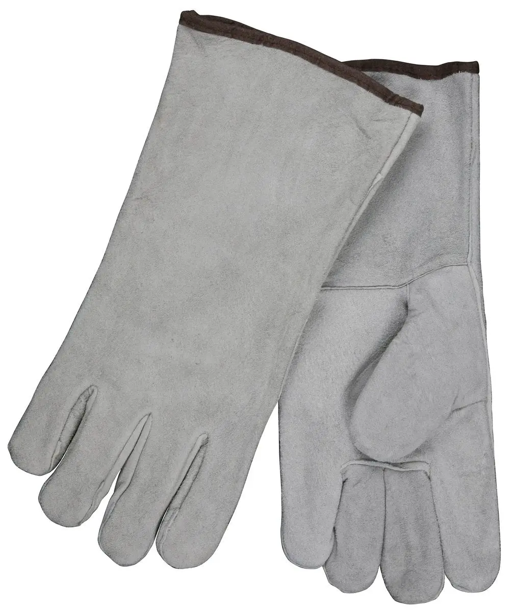 MCR Safety 1-Piece 13-Inch Gray Economy Shoulder Cow Leather Welding Work Gloves, Welted All Seams, Cotton Back, for Home Improvement & Work Safety Use