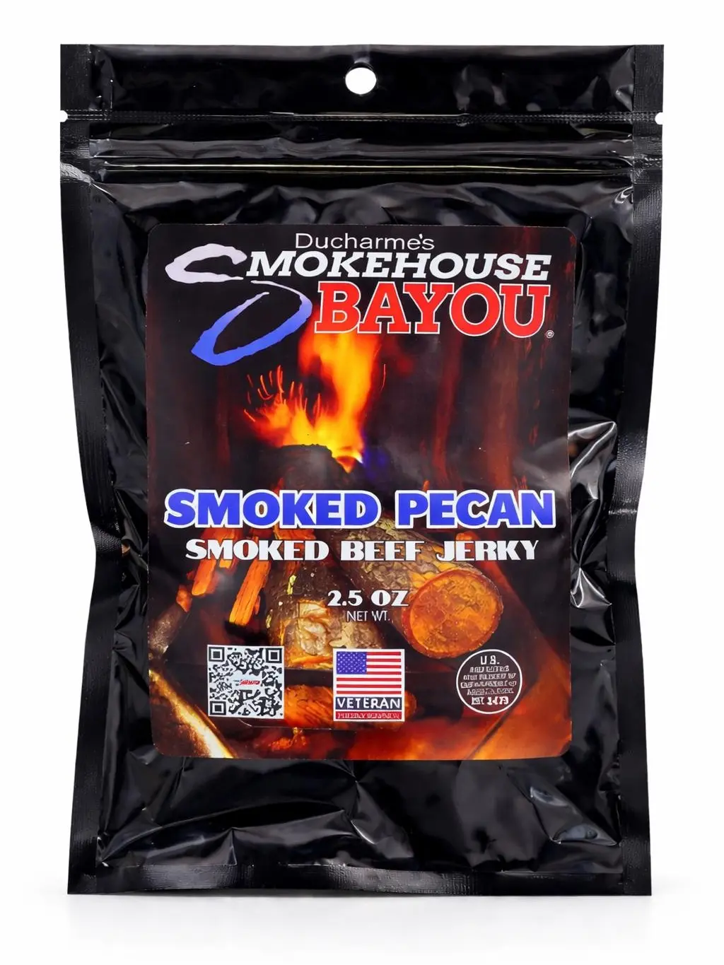 Ducharme's Smokehouse Bayou Smoked Beef Jerky Smoked Pecan 2.5oz Slow Smoked Tender Smoky Texture High Protein Snack Veteran Owned USDA Inspected