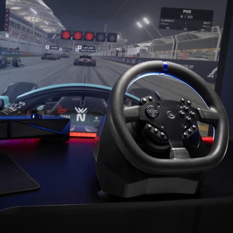 Steering Wheel, with Pedals and Paddles, Compatible with Xbox Series X/S, PS4, Xbox One, PC (Programmable for All Games)