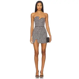 Amanda Uprichard Puzzle Strapless Mini Dress in Black White