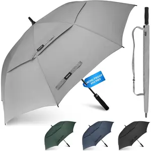 Gonex Windproof Double-ribs Golf Umbrella, 68/72 inch Auto Open Strong 2x8 Ribs Extra Large Double Vented Canopy Waterproof Rain Umbrella with Comfortable Handle, Oversized Sun Umbrella for 2-4 Men/Women and UV Protection
