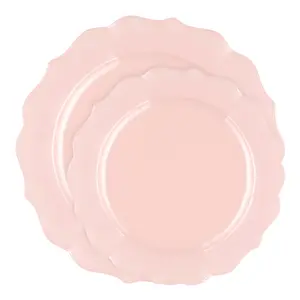Pearl Pink Round Lotus Plastic Dinnerware Value Set