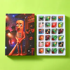 24pcs Italian Brainrot Toys Tralalero Tralala Action Figure Brainrot Meme Shark Figures Toys  Funny Animals Unique Key Chain Decorations Gifts for Fans Office Room Figurine Decor Collector Set Car Accessories Premium Squishy Material Bag Charms