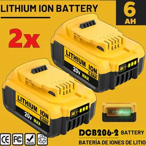 High efficiency 2Pack 20V 6.0AH Lithium-ion Battery For DeWalt 20 Volt Max XR DCB206-2 DCB205