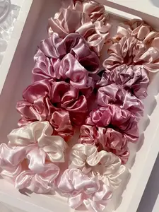 16Pcs French Style Hair Care Scrunchies High Appearance Fabric Hair Ties Simple Stereoscopic Bun Elegant Solid Color Scrunchies