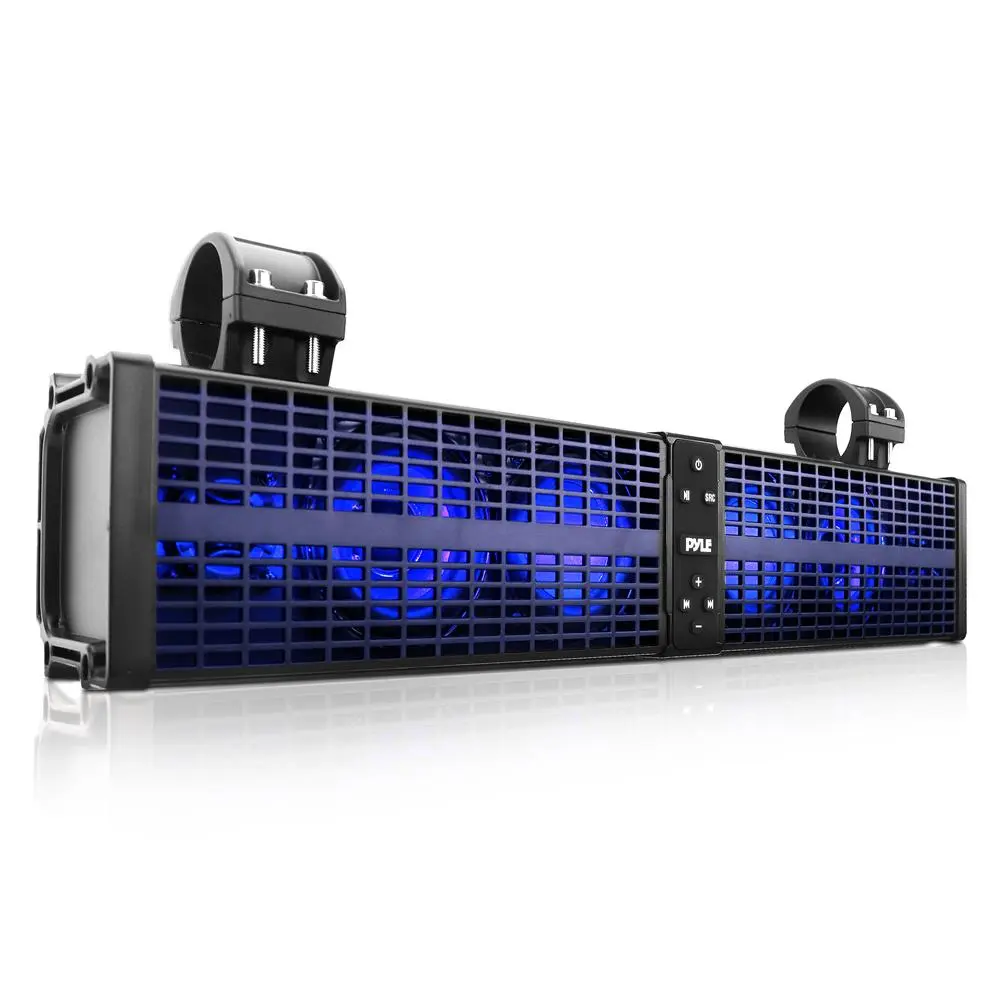 24" Wireless Powered Speaker Soundbar System - Waterproof |  Bluetooth-Enabled with LED Lights - Built-In Amplifier, Watts Support, Streaming Compatibility for Smartphone Stereo Audio Devices
