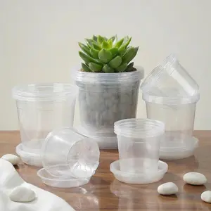 4/5/6/7 Inch Clear Nursery Pots for Plants with Sacuers 20 Pack, Plastic Flower Pots with Drainage Holes, Variety Pack Seedlings Garden Pot for Indoor Outdoor (4+5+6+7 inch)