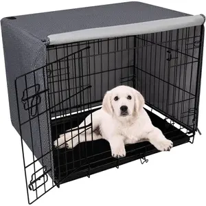 Dog Crate Cover Breathable Polyester Indoor Durable Double Door Pet Kennel Cover Fit for 24-48 inches Wire Dog Crate Dog-Cover Only 30inch(30"x18"x21")