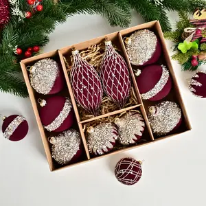 10-Piece Christmas Decoration Balls Set Classic High-End Velvet Ornaments with Rhinestone Accents Festive Tree Hanging Decorations Diamond Embellishments christmas hauls christmas tree