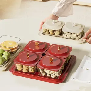 Home Living Room Tea Table Dry Fruit Storage Box Candy Container New Nut Compartment Tray Snack Display Plate Multipurpose Food Organizer