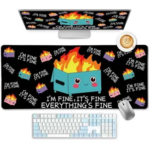 Dumpster on Fire Mouse Pad Desk Mat, Funny Large Gaming Mousepad with Stitched Edges Non-Slip, Mouse Pads for Desk, Keyboard Mouse Pad for Desktop Office Work Game Home (35.4x15.7 in)
