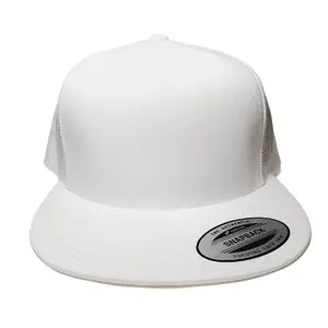 Blank Yupoong Flat Bill Mesh Adjustable Snapback Trucker Hat Cap