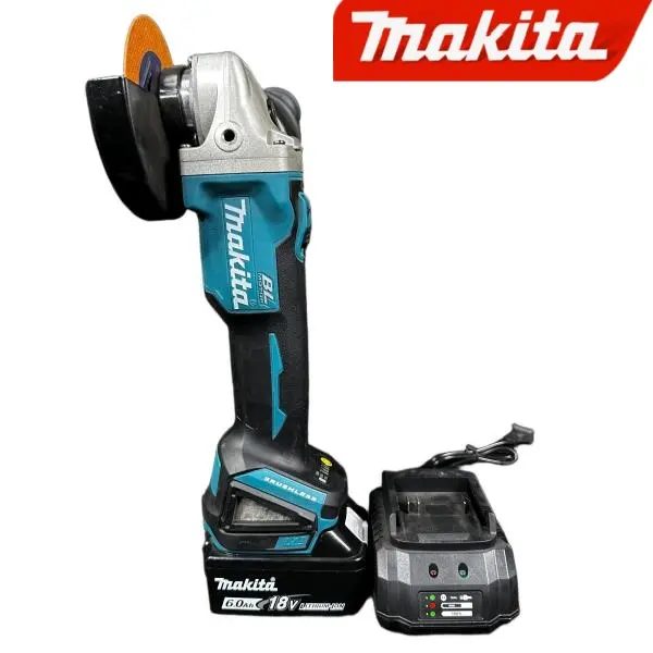 Makita DGA404 4.5/5in Cordless Angle Grinder - Tool Only or Kit, Detachable Side Handle, Anti-Slip Rubberized Grip, Cool-Running Aluminum Housing, 12.5in Compact Body for Metal Cutting Rechargeable Grinding Tool Power Tools