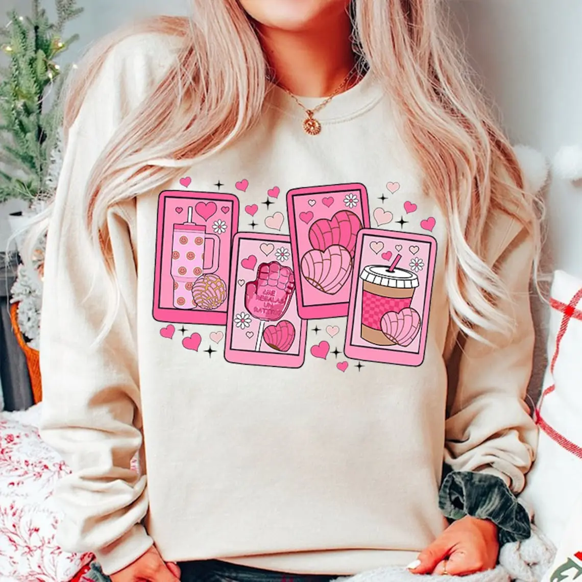 Cafecito y Chisme Valentine's Day Sweater, Concha Valentine's Day Sweatshirt , Candy Valentines Shirt, Mexican Valentine Sweater