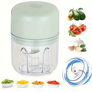 Portable Mini Food Processor with Stainless Steel Blade, Rechargeable USB Electric Garlic Chopper, Wireless Kitchen Blender, Easy Clean