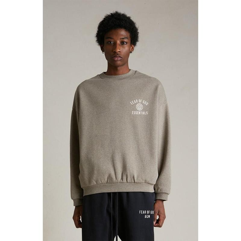Fear of God ESSENTIALS Men's Heather Grey University Fleece Crew Neck Sweatshirt