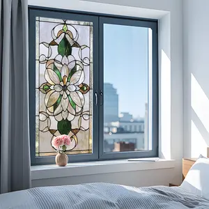 Vintage Floral Privacy Window Film, 17.72x39.37 Inches, Reusable Static Cling, Easy Install, No Glue Needed, Home Decor, Window Privacy Films