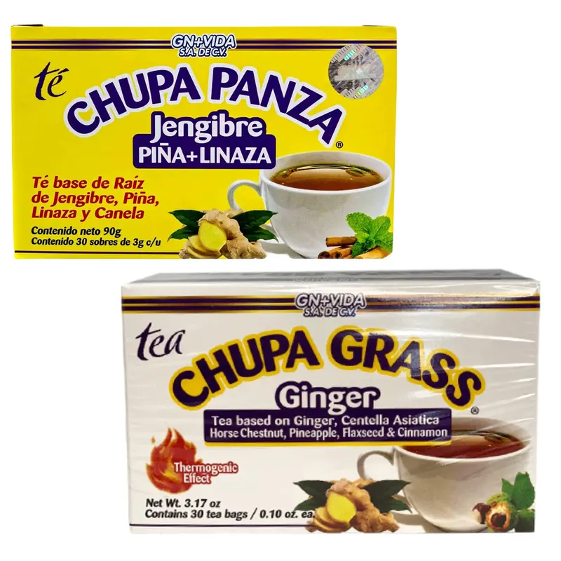 GN+Vida Botanical Tea 2-Pack – Ginger, Gotu Kola, Cinnamon & Pineapple Blend – 30 Tea Bags per Box – Caffeine-Free Herbal Beverage