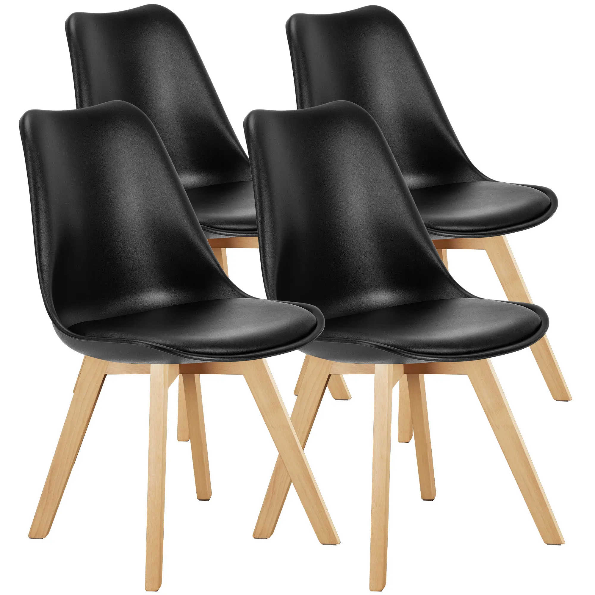 Dining Chairs Set of 4 Mid-Century Modern Dinning Chairs, Living Room Bedroom Outdoor Lounge Chair PU Leather Cushion and Wood Legs