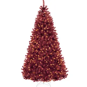 Best Choice Products Pre-Lit Artificial Christmas Tree – LED or Incandescent Lights, Metal Stand, Multiple Colors & Sizes (4.5–12ft)