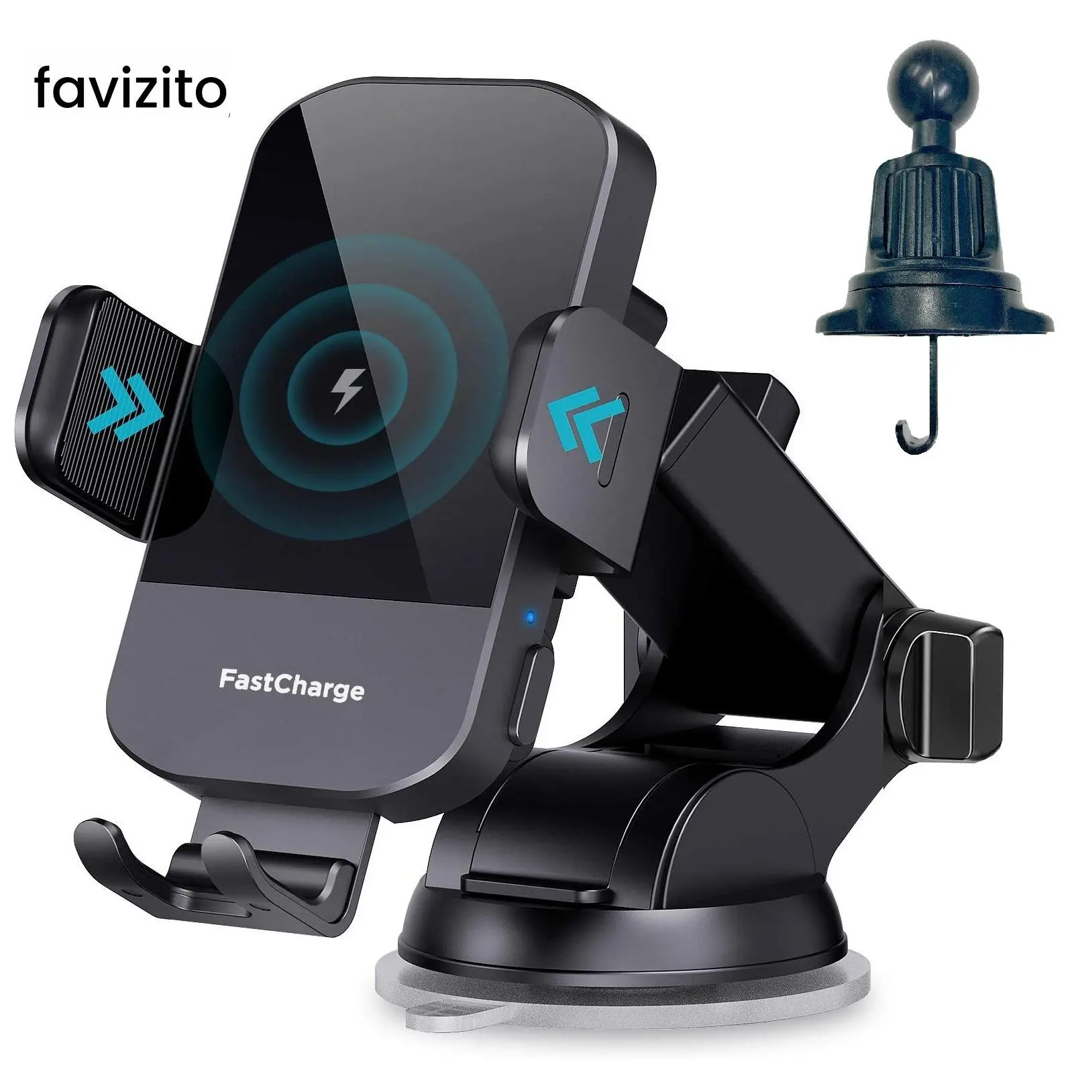3 in 1 Car Phone Holder Wireless Charger, 15W Fast Charging Solution Phone Holder with Suction Cup & Vent Clamp, Auto Locking Phone Car Accessories, Charging Accessory, Wireless Mobile Charger High Speed Charger