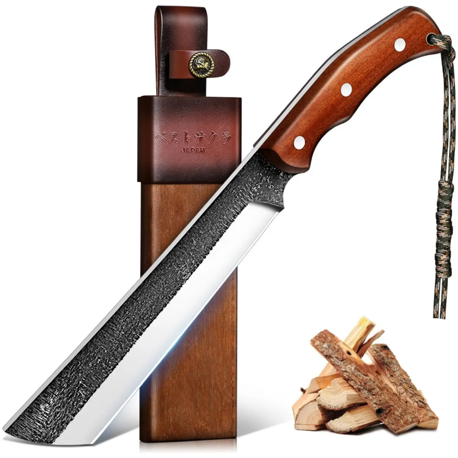 Purple Dragon Full Tang Garden Tool with Wooden Sheath for Gardening, Camping, Yard Work, Perfect Gifts for Outdoor Enthusiasts