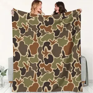 Earthy Tones Camouflage Blanket, Stylish Flannel Throw Blanket for Home Decor, Cozy and Warm for Camping, Travel & Office Use, Perfect for Any Nature Lover, Unique Bird Pattern Design, All Season Blanket