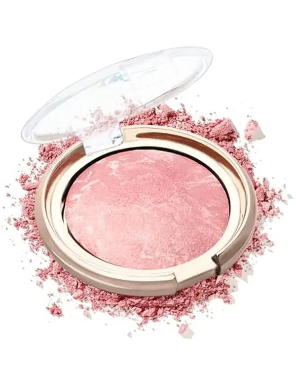 Baked Blush,Peachy Pink Glow Marbleized Blush Powder Palette,Shimmer Powder Blusher Eyeshadow & Highlight for a Lightweight Shimmery Satin Face Makeup, Women's Mother's Day Makeup Gift for Women-01#