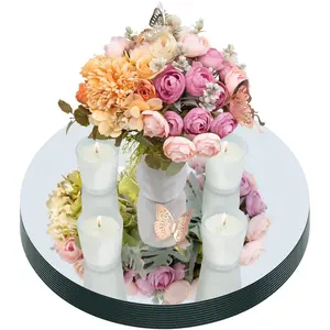 10 PCS 10Inch 1.6mm Round Acrylic Mirror Candle Trays for Wall Decor Table Centerpieces Wedding Party Decorations Acrylic Material