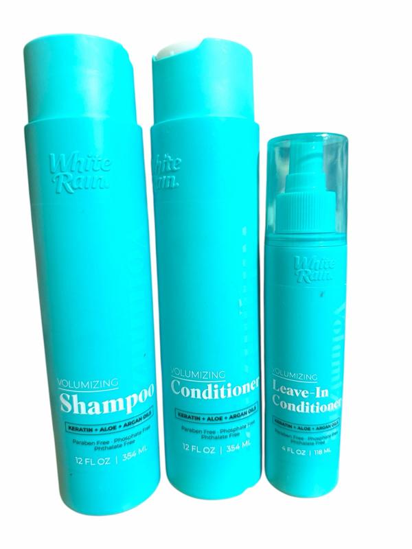 3-pc volumizing/frizz white rain shampoo,conditioner, and leave-in Set for Haircare