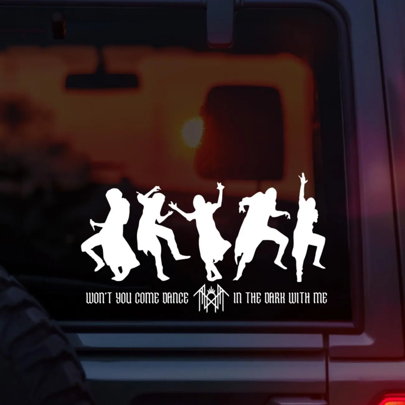 Sleep Token Vessel Dancing Silhouettes Durable Multi-Size Vinyl Decal - 2x2inch Car Decals, Lyric "Won’t You Come Dance in the Dark with Me," Dark Aesthetic for Alternative Music Lovers (Surface Decoration)
