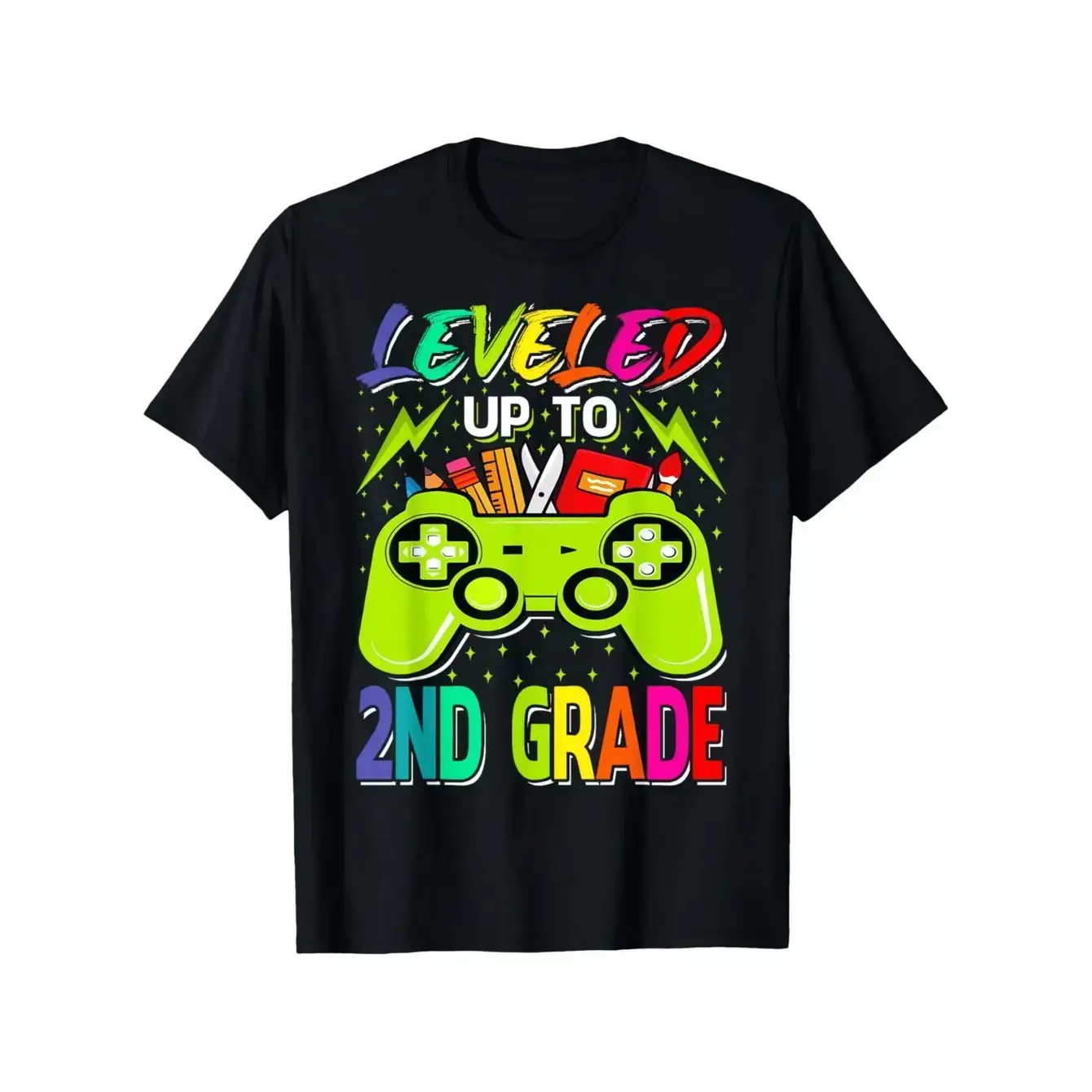 Leveled Up to 2Nd Grade Gamer Back to School First Day Boys T-Shirt | 100% | Soft Breathable Fabric | Machine Washable