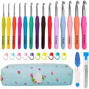 Crochet Hooks,14 Size Crochet Set 2mm(B)-10mm(N),  Crochet Hooks Set with Case for Beginner,Long Crochet