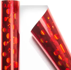 Mini Holographic Wrapping Paper Roll-46.8sqft(17inch*32.8ft) Red Polka Dots for Christmas, Birthday, Wedding, Baby Shower, Bridal Shower, Graduate Party, Valentine's Day