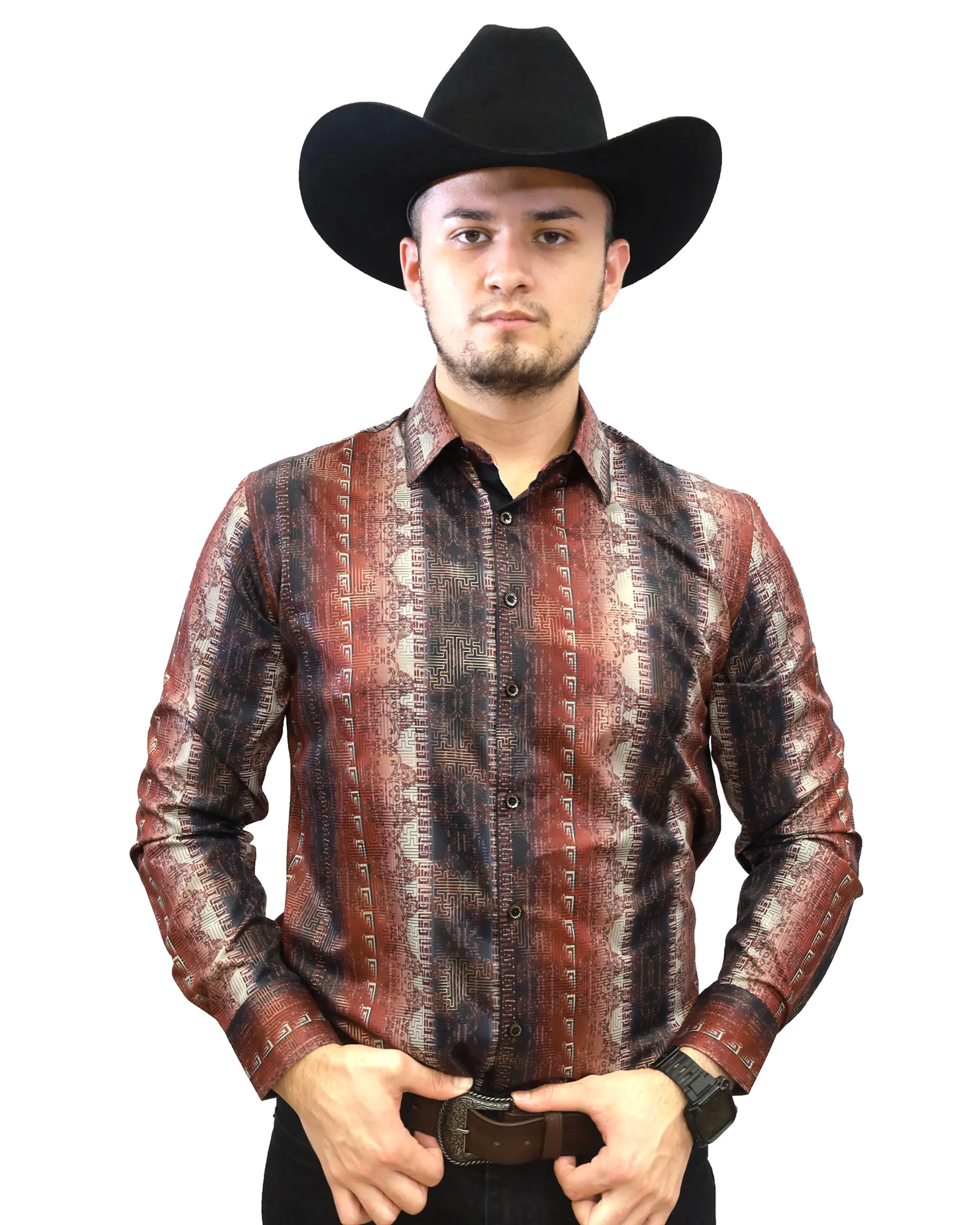 VS100L - FPMSFP - Y-439-6 - Red - Vaquero Signature Fashion Printed Shirt