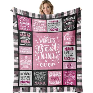 Nana Blanket Gift for Nana for Mothers Day from Granddaughter Nana Gift from Grandson - Best Nana Ever Blanket for Bed - Birthday for Nana from Grandkids 60''x80'', Printed on One Side with a Plain White Back, Halloween Thanksgiving Christmas Gift