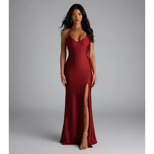 Becky V-Neck Tie-Back Slit Mermaid Dress