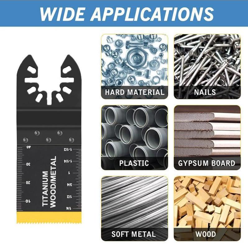 18 PCS Titanium Oscillating Saw Blades Metal Cutting, Universal Multitool Blades for Soft Metal Nails Hard Material and Wood Plastic, Multi Tool Blades Kits 18 PCS Titanium Oscillating Saw Blades Metal Cutting, Universal Multitool Blades for Soft Metal Nails Hard Material and Wood Plastic, Multi Tool Blades Kits