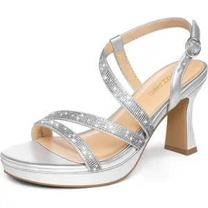 PIZZ ANNU Women's SoleBella Platform Block Heel Sandals 3 Inch Chunky Heels Open Toe Ankle Strap Strappy Comfortable Dress Pump Shoes for Wedding Party