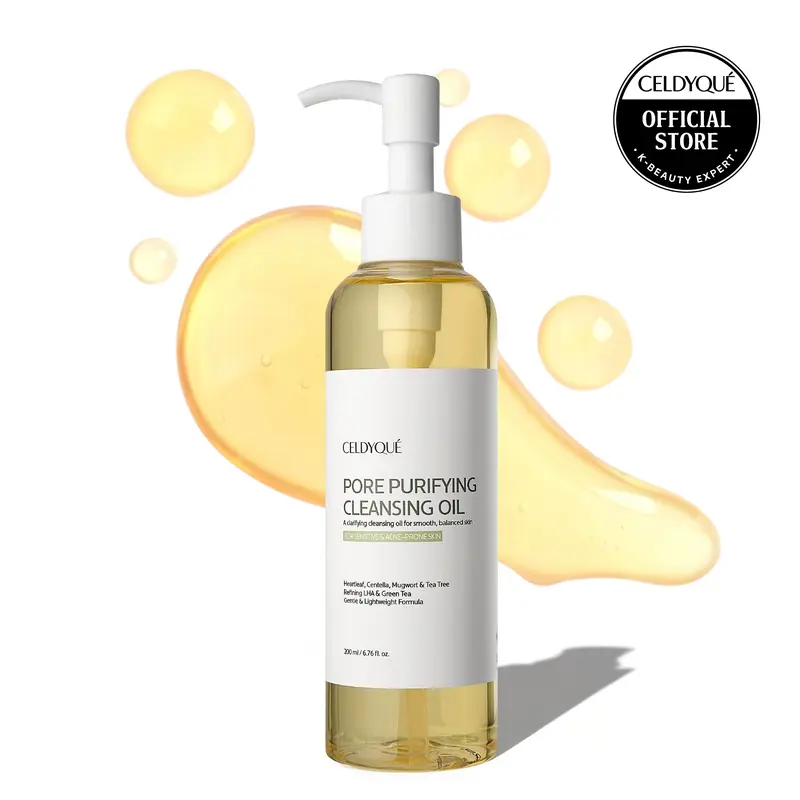 Pore Purifying Cleansing Oil – Korean Facial Wash with Centella, Tea Tree, Green Tea & LHA – Gentle Makeup Remover for Sensitive, Acne-Prone Skin, Deep Pore Cleanser, 6.76 fl oz Facial