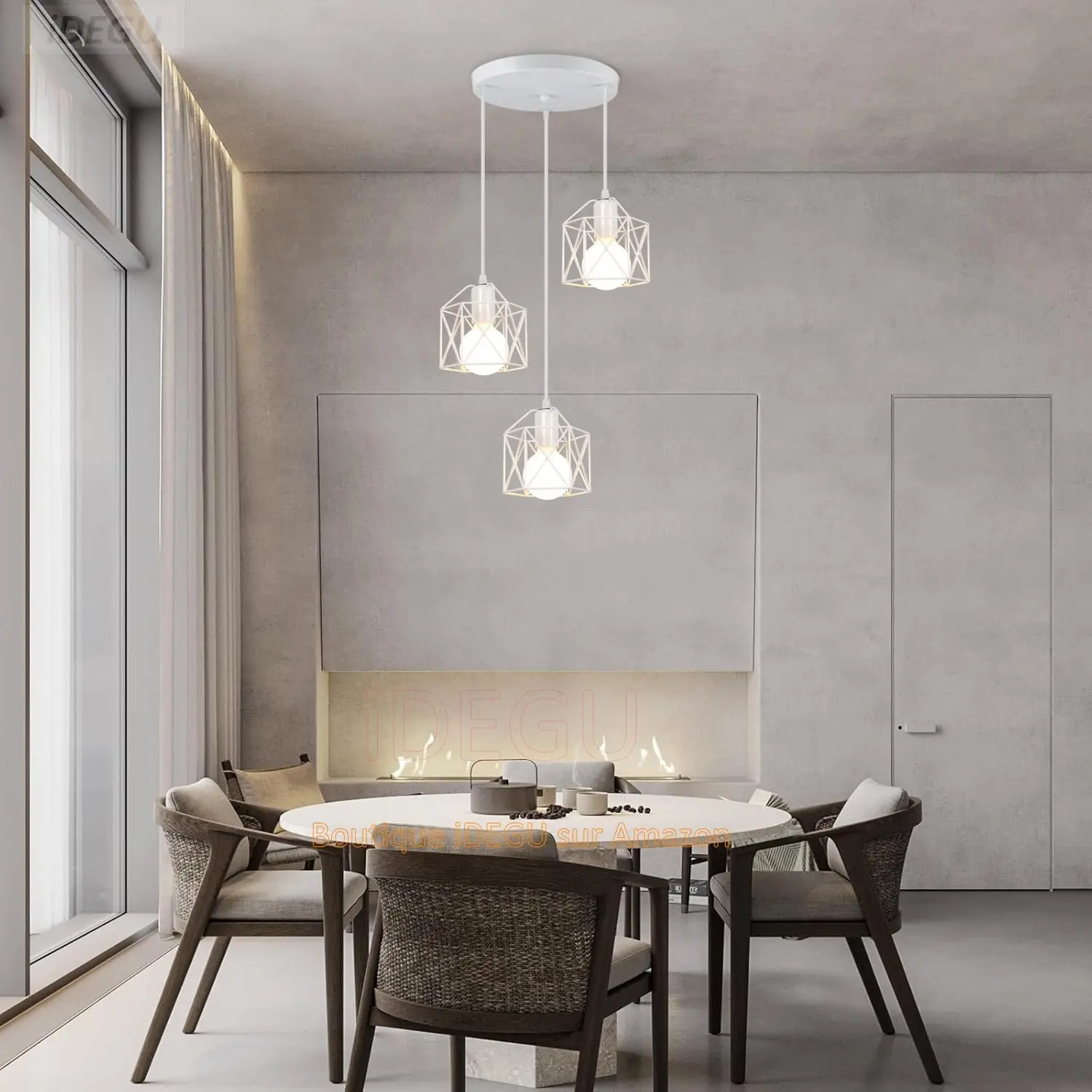 Modern Iron Chandelier, Iron Frame, E27 Compatible, Semi-Embedded Ceiling Mount, Ideal for Living Room, Restaurant, Cafe Decor