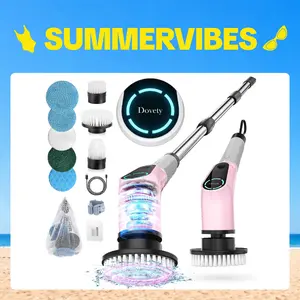 Dovety Cleaning Brush Electric Spin Scrubber, Cordless Shower Scrubber, with 4 Replaceable Brush Heads 3 Adjustable Extension Handle, 2 Adjustable Speeds for Bathroom, Tub, Tile, Floor, Toilet, Household Kitchen Cleaner Supplies Rechargeable #Summervibes