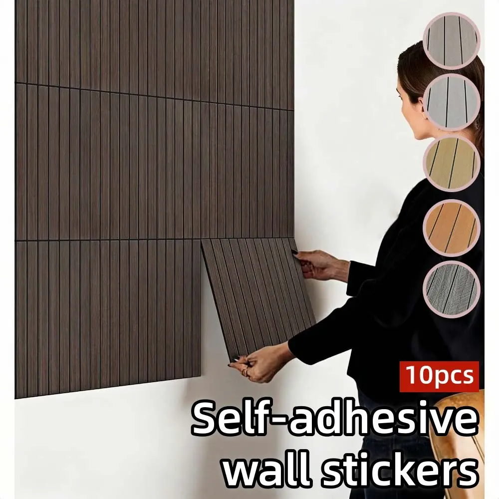 10pcs Wood Grain Self-Adhesive Wall Stickers, Living Room Bedroom Wallpaper, Easy Installation, Home Decor, Background Wall Ceiling Wallpaper, Peel And Stick Wallpaper