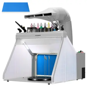 VIVOHOME Portable Airbrush Paint Spray Booth Kit with 3 LED Lights, Paint and Spray Gun Racks, Turn Table and Filter Hose Airbrush Booth for Painting Model Craft Model Craft